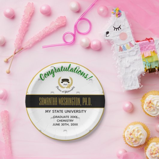 金ゴールドの月桂樹の医者程度PhDの卒業パーティー ペーパープレート (パーティー)