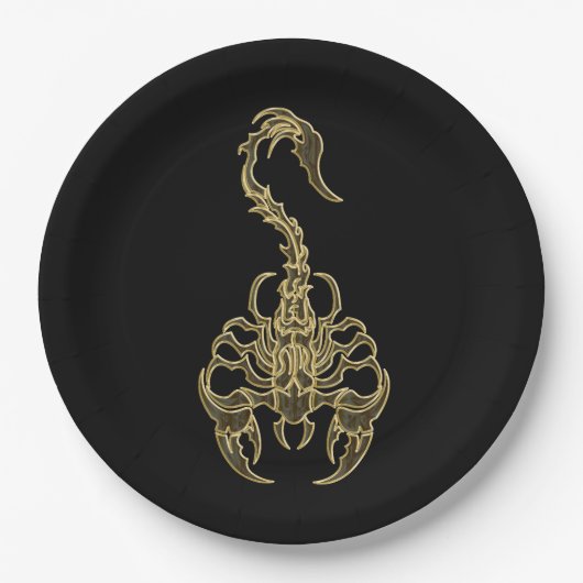 金ゴールドの有害な蠍の非常に有毒の昆虫 ペーパープレート (正面)