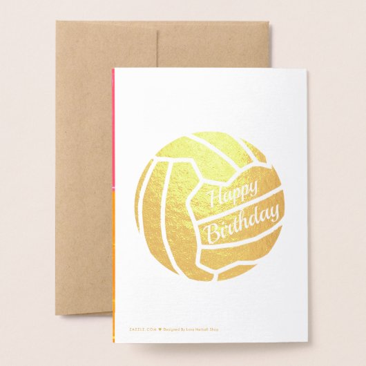 金ゴールドの服のネットボールの誕生日 箔カード (裏面封筒付き)