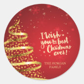 金ゴールドの木が今まで最高のお願いだ ラウンドシール (正面)