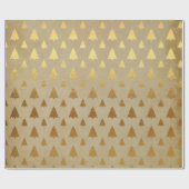 金ゴールドの木のクリスマスの包装紙 ラッピングペーパー (フラット)