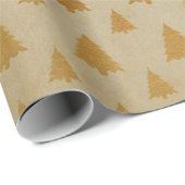 金ゴールドの木のクリスマスの包装紙 ラッピングペーパー (ロールコーナー)