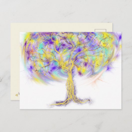 金ゴールドの木の人生のモダンキリスト教預言芸術 ポストカード (正面/裏面)