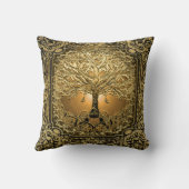 金ゴールドの木の古代素朴 クッション (裏面)