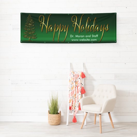 金ゴールドの木の幸せな休日 横断幕 (インサイチュ)