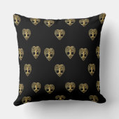 金ゴールドの木の生命ハート黒いパターン クッション (裏面)