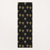 金ゴールドの木の生命ハート黒いパターン ヨガマット (正面)