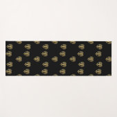 金ゴールドの木の生命ハート黒いパターン ヨガマット (正面(横))