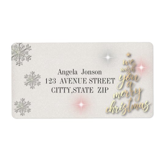 金ゴールドの木は聖降誕祭お目出度う ラベル (正面)