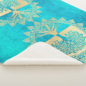 金ゴールドの木オンターコイズ シェルパブランケット (3/4)