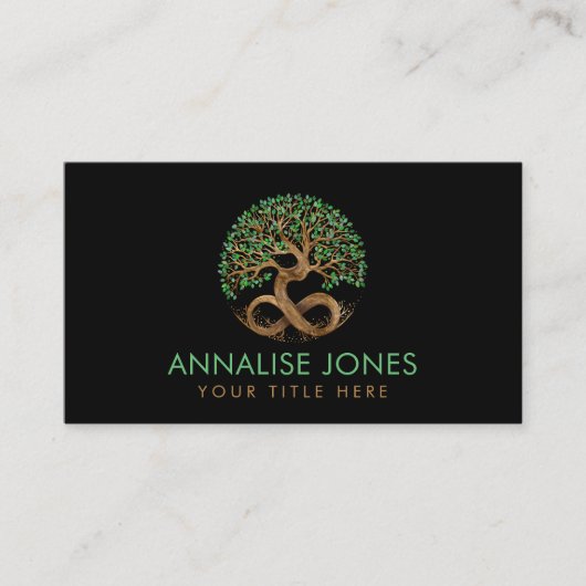 金ゴールドの木 – インフィニティ – マラカイトの離れ 名刺 (正面)