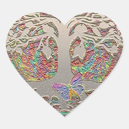 金ゴールドの木（バター色） ハートシール (正面)