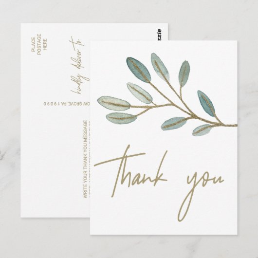 金ゴールドの果実ユーカリありがとう ポストカード (正面/裏面)