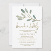 金ゴールドの果実ユーカリプトゥスブランチとバブリー 招待状 (正面)