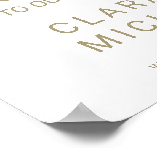 金ゴールドの果実ユーカリ結婚ウェルカム ポスター (角)