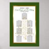 金ゴールドの森の緑の冬の結婚式のシーティングチャート ポスター (正面)