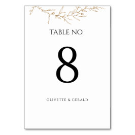 金ゴールドの植物の花のモダンなミニマル テーブルナンバー