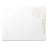 金ゴールドの植物の葉、金ゴールドチーズの植物が並んだ ノートパッド (正面)