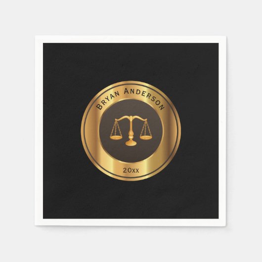 金ゴールドの正義記号の卒業 スタンダードカクテルナプキン (正面)