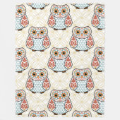 金ゴールドの民芸のフクロウ フリースブランケット (正面)