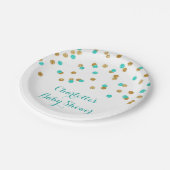 金ゴールドの水のターコイズの紙吹雪のベビーシャワーのプレート ペーパープレート (アングル)