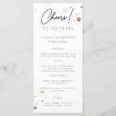 金ゴールドの水彩任意の年の誕生日パーティーメニューカード メニュー (正面)