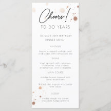 金ゴールドの水彩任意の年の誕生日パーティーメニューカード