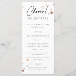 金ゴールドの水彩任意の年の誕生日パーティーメニューカード メニュー