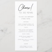 金ゴールドの水彩任意の年の誕生日パーティーメニューカード メニュー (正面)