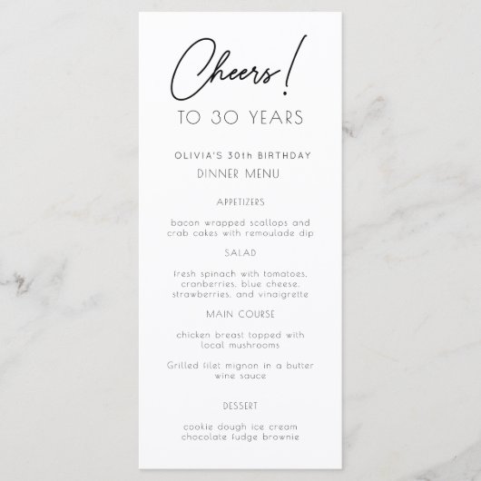 金ゴールドの水彩任意の年の誕生日パーティーメニューカード メニュー (正面)