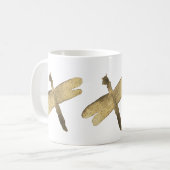 金ゴールドの水彩画のトンボ コーヒーマグカップ (正面左)