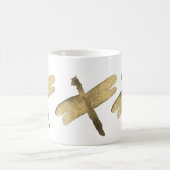 金ゴールドの水彩画のトンボ コーヒーマグカップ (中央)