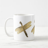 金ゴールドの水彩画のトンボ コーヒーマグカップ (左)