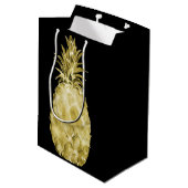 金ゴールドの水彩画のパイナップル ミディアムペーパーバッグ (裏面アングル)