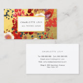 金ゴールドの水彩画の抽象芸術の日本花の芸術のスタイリスト 名刺 (正面/裏面)