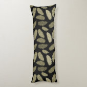 金ゴールドの水彩画の羽 ボディピロー (裏面 (縦))