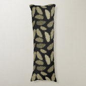 金ゴールドの水彩画の羽 ボディピロー (正面縦)