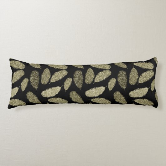 金ゴールドの水彩画の羽 ボディピロー (正面)