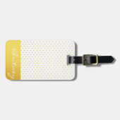 金ゴールドの水玉模様およびモノグラム-カスタム ラゲッジタグ (正面横)
