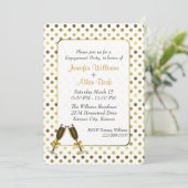 金ゴールドの水玉模様の結婚式の婚約パーティの招待状 招待状 (スタンド正面)