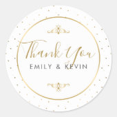金ゴールドの水玉模様はモダンなタイポグラフィ感謝していしています ラウンドシール (正面)