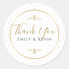 金ゴールドの水玉模様はモダンなタイポグラフィ感謝していしています ラウンドシール