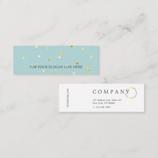 金ゴールドの水玉模様パターンパステル調の小型名刺 スキニー名刺 (正面/裏面)