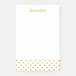 金ゴールドの水玉模様パターンパーソナライズな名前 ポストイット