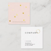 金ゴールドの水玉模様パターンピンクの正方形の名刺 スクエア名刺 (正面/裏面)