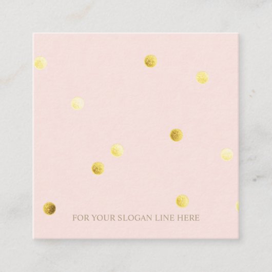 金ゴールドの水玉模様パターンピンクの正方形の名刺 スクエア名刺 (正面)
