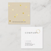 金ゴールドの水玉模様パターンベージュ正方形の名刺 スクエア名刺 (正面/裏面)