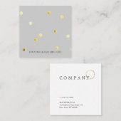 金ゴールドの水玉模様パターン灰色の正方形の名刺 スクエア名刺 (正面/裏面)