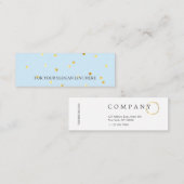 金ゴールドの水玉模様パターン空色の小型名刺 スキニー名刺 (正面/裏面)