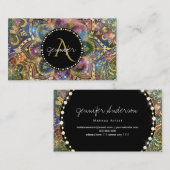 金ゴールドの水色と星雲のマンダラスパーリダイヤモンド 名刺 (正面/裏面)